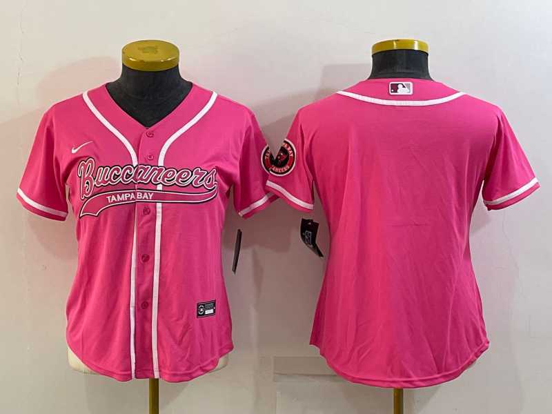 Womens Tampa Bay Buccaneers Blank Pink With Patch Cool Base Stitched Baseball Jersey